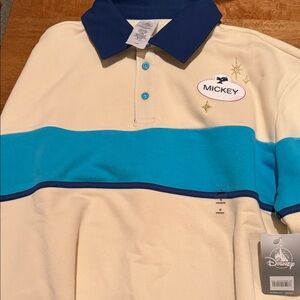 Disney Cream and Blue Mickey Polo Shirt